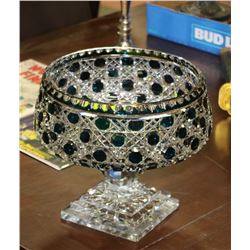 HEAVY COLOURED CRYSTAL CANDY DISH 9” DIAMETER