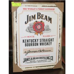 NEW JIM BEAN WHISKEY STRETCHED BURLAP CANVAS WALL
