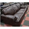 Image 1 : NEW WINE LEATHERETTE NAILHEAD 84" SOFA WITH 60"