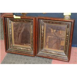 2 ANTIQUE MATCHING WOOD FRAMED MIRRORS