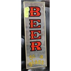 VINTAGE MIRRORED BEER SIGN