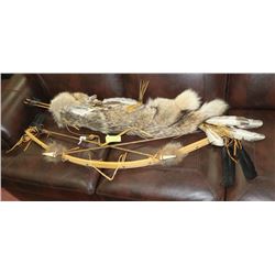 COYOTE SKIN ARROW QUIVER WITH BOW & ARROWS