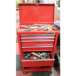 WATERLOO TOOLBOX ON WHEELS FULL OF TOOLS