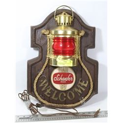 SCHAEFER BEER WITH LIGHT UP LANTERN WORKS