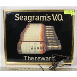 VINTAGE 19X14 SEAGRAM'S V.O. LIGHT UP BEER SIGN