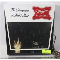 MILLER MOTION LIGHT UP VINTAGE BEER SIGN (WORKING)