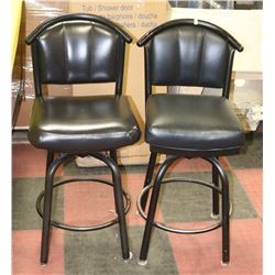 PAIR OF BLACK SWIVEL BAR STOOLS