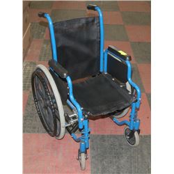 BLUE KIDS SIZE WHEELCHAIR WITH MESH SEAT AND BACK