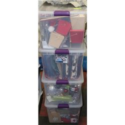 4 NEW TOTES WITH ASSORTED CRAFTS & CHRISTMAS