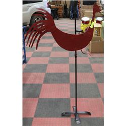 4' TALL METAL ROOSTER ORNAMENT
