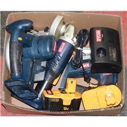 SET OF RYOBI 18VOLT JIG SAW,GRINDER,STIHL SAW WITH