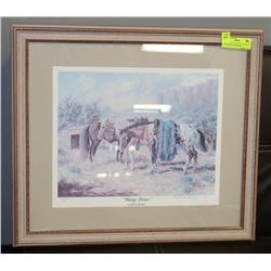 FRAMED PICTURE "NAVAJO PONIES" BY HILDRED GOODWINE