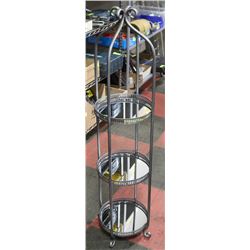 3 TIER SILVER AND MIRROR ROUND DECORATIVE SHELF