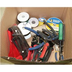 BOX OF VARIOUS TYPES OF WIRE WITH MASTERCRAFT