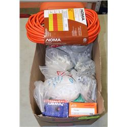 BOX OF MISC HARDWARE/ACCESSORIES AND EXTENSION