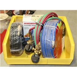 TOTE WITH NEW 2 AIR HOSES, OXY-ACETYLENE HOSE