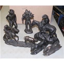 ESTATE SET OF  HORSE FIGURINES, COWS, AND COWBOYS.