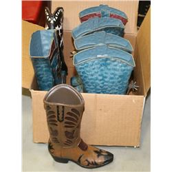 5 METAL COWBOY BOOT STOCKING HOLDERS FOR