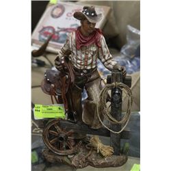 COWBOY WITH SADDLE FIGURINE