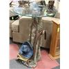 Image 1 : TALL COWBOY THEMED BAR TABLE WITH GLASS TOP
