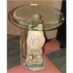 ESTATE COWBOY  CHUCKWAGON THEMED END TABLE WITH