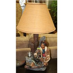 ESTATE OLD COWBOY TABLE LAMP , VERY HEAVY 31"HIGH