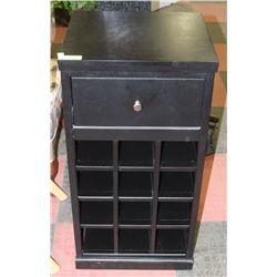 BLACK WOODEN STORAGE CABINET WITH DRAWER AND 12