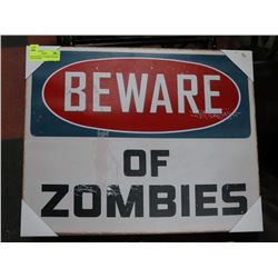 NEW BEWARE OF ZOMBIES FRAMED CANVAS PRINT