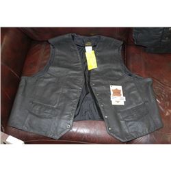 MENS SIZE 54 (LARGE) LEATHER MOTORCYCLE VEST