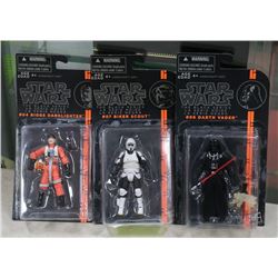THREE COLLECTIBLE STARWARS THE BLACK SERIES ACTION