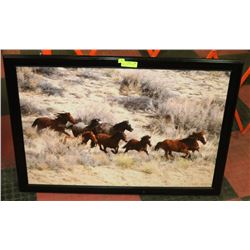 HERD OF HORSES PRINT FRAMED 40"X28".