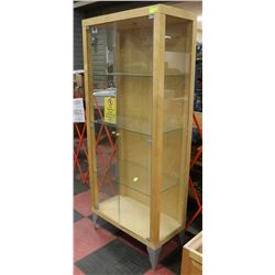 4 TIER ENCLOSED WOOD & GLASS DISPLAY CABINET