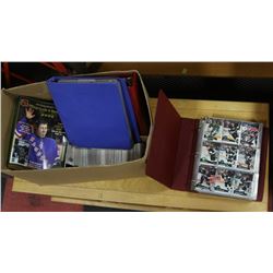 BOX OF BINDERS WITH HOCKEY CARDS AND MISC. BOX  OF