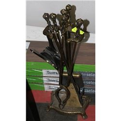 7 PIECE VINTAGE CAST IRON FIREPLACE SET