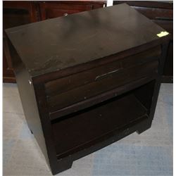 PAIR OF END TABLES WITH POWER BARS & LIGHTS.