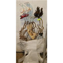 LOT OF 4 METAL COWBOY THEMED YARD /GARDEN DECOR