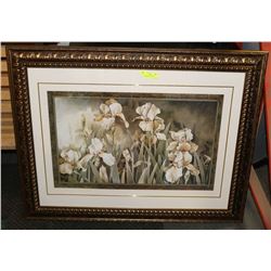 FRAMED MATTED SHOWHOME STYLE IRIS PRINT 47"X37".