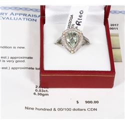 925 SILVER LADIES FANCY RING W/ 2.00CT PEAR CUT