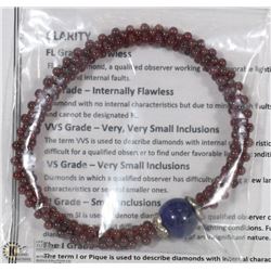GARNET & LAPIS LAZULI 925 STERLING SILVER BRACELET