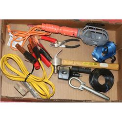 LARGE FLAT W/TOOLS, BOOSTER CABLES,