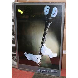 RHAPSODY IN BLUE FRAMED PRINT 24" X 36"