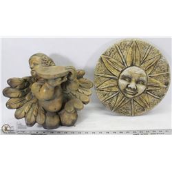 2 CONCRETE PIECES ANGEL/LION