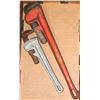 Image 1 : FLAT WITH TWO PIPE WRENCHES,ONE ALUMINUM 14",&