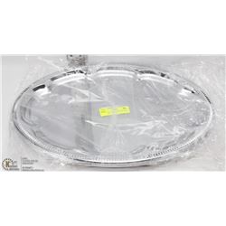 NEW OVAL TRAY 18" PLATED STEEL - LOT OF 4