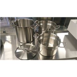 20QT HD STAINLESS STOCK POT, STEAMER & DOUBLE BOIL