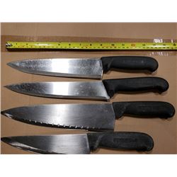 LOT OF 4 KNIVES, USED SHARPENED