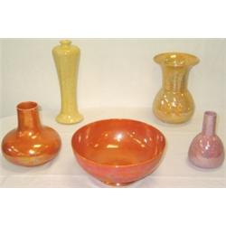 Early C20th Ruskin pink lustre glazed bottle vase