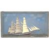 Image 1 : C19th painted wooden diorama depicting a 3-masted sailing ship