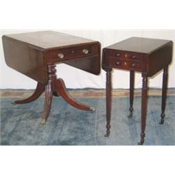 Early C19th Regency period mahogany pedestal pembroke table with moulded edge &