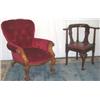 Image 1 : Mid C18th George II mahogany corner chair with scroll arms & turned tapering